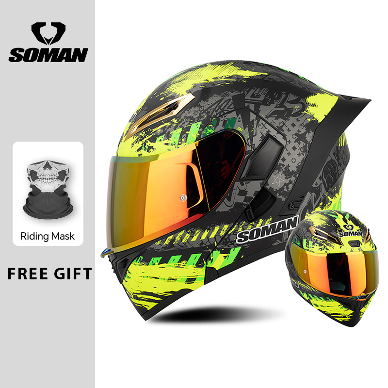 Modular Flip Up Motorcycle Helmet Dot Approved - หมวกกันน็อคสำหรับผู้ชาย ได้รับมาตรฐาน DOT แบบเปิดคางได้ พร้อมแผ่นปิดหน้าคู่ หมวกกันน็อคแบบเต็มใบสำหรับผู้ใหญ่