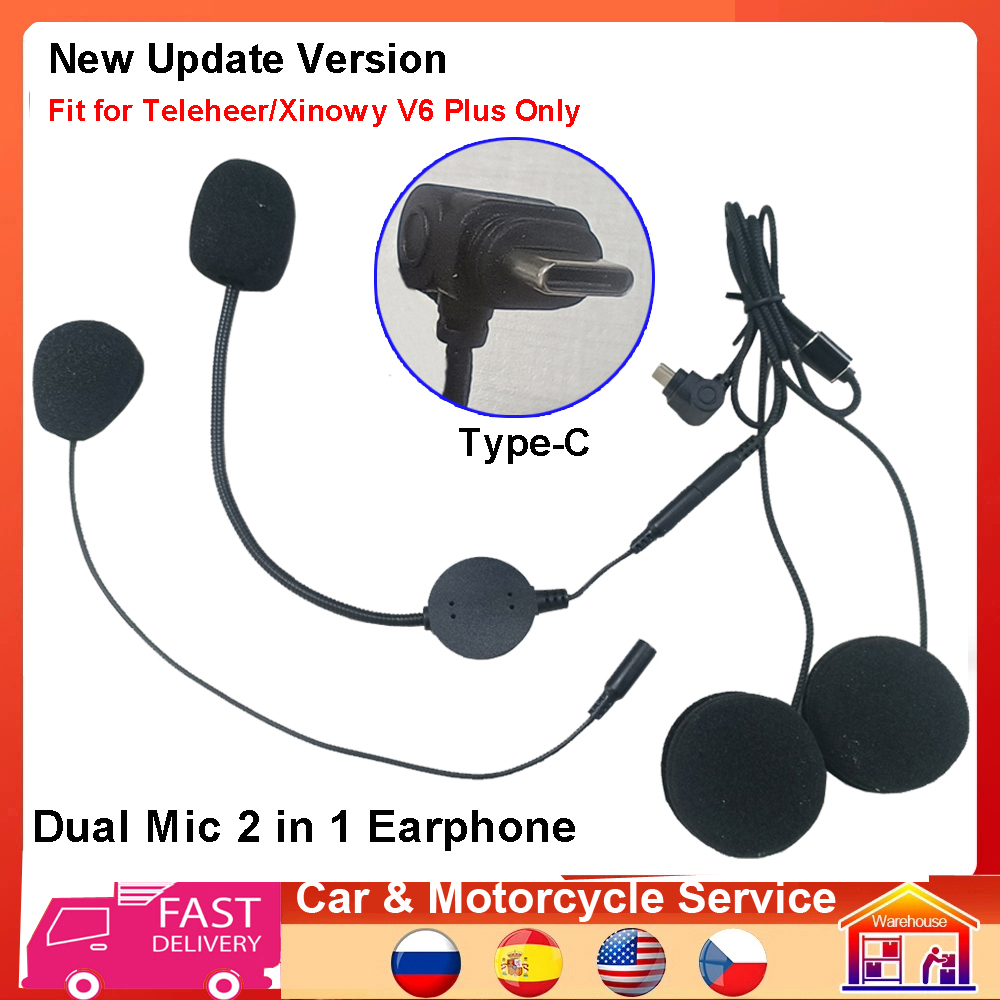 Full Face Motorcycle Helmet With Bluetooth - ลำโพงหูฟังประเภท-C 2 ใน 1 ไมโครโฟนคู่สำหรับวี 6
