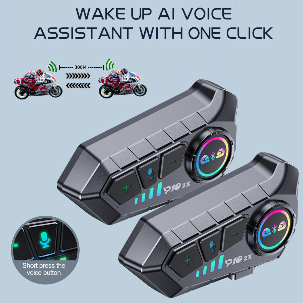 Full Face Motorcycle Helmet With Bluetooth - Y10 2x รถจักรยานยนต์ชุดหูฟังบลูทูธอินเตอร์คอมกันน้ํา 300 M สําหรับผู้ขับขี่