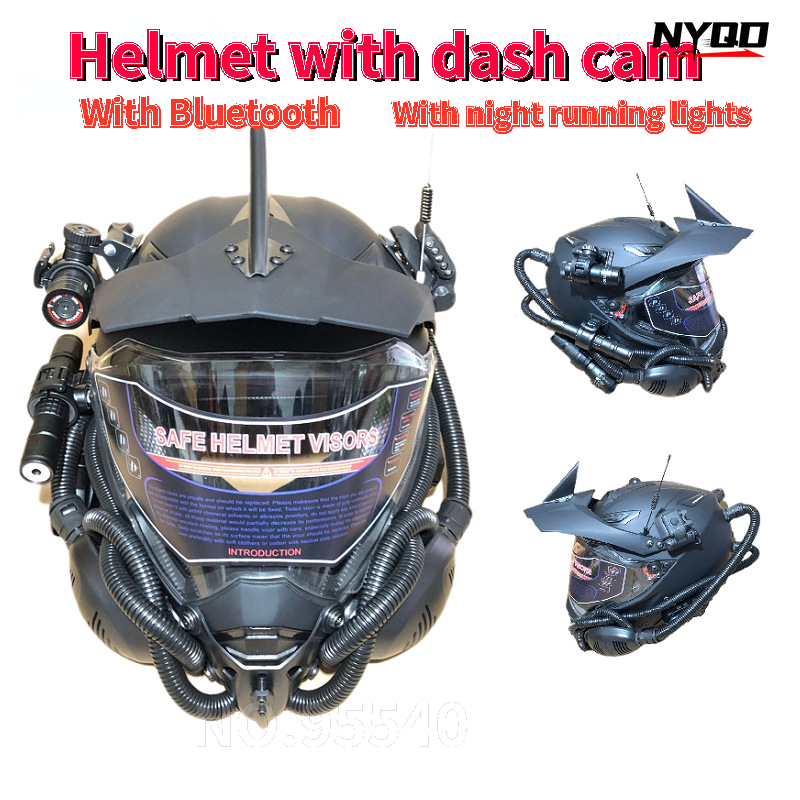 หมวกกันน็อคมอเตอร์ไซค์, หมวกกั - Full Face Motorcycle Helmet With Bluetooth บทวิจารณ์และราคา