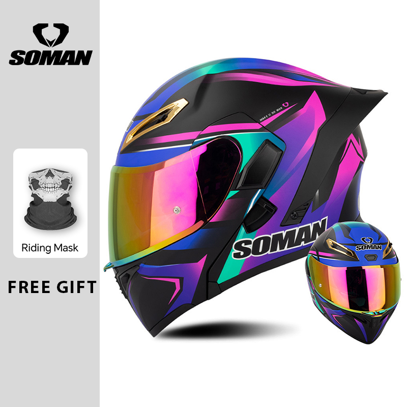 หมวกกันน็อคสำหรับผู้ชาย ได้รับ - Modular Flip Up Motorcycle Helmet Dot Approved บทวิจารณ์และราคา