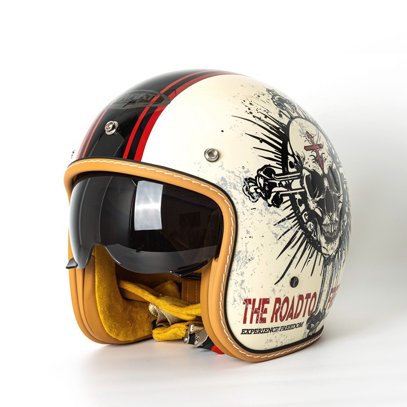 หมวกกันน็อคมอเตอร์ไซค์แบบเปิดห - Vintage Open Face Retro Helmet บทวิจารณ์และราคา