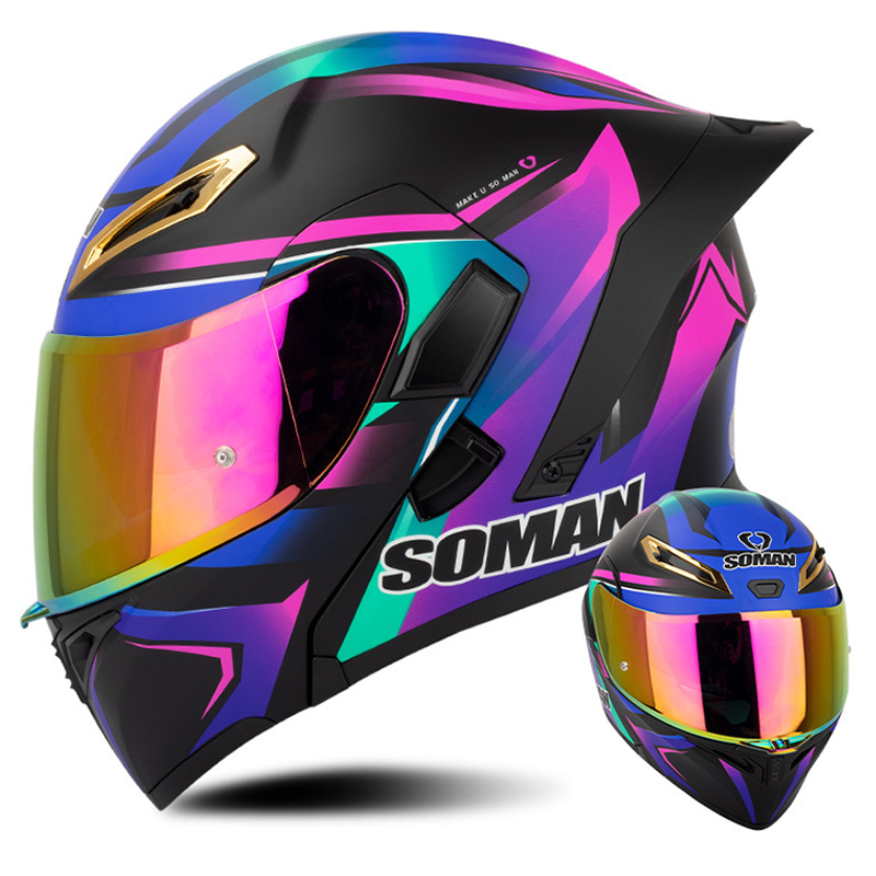 หมวกกันน็อคมอเตอร์ไซค์สำหรับผู - Modular Flip Up Motorcycle Helmet Dot Approved บทวิจารณ์และราคา