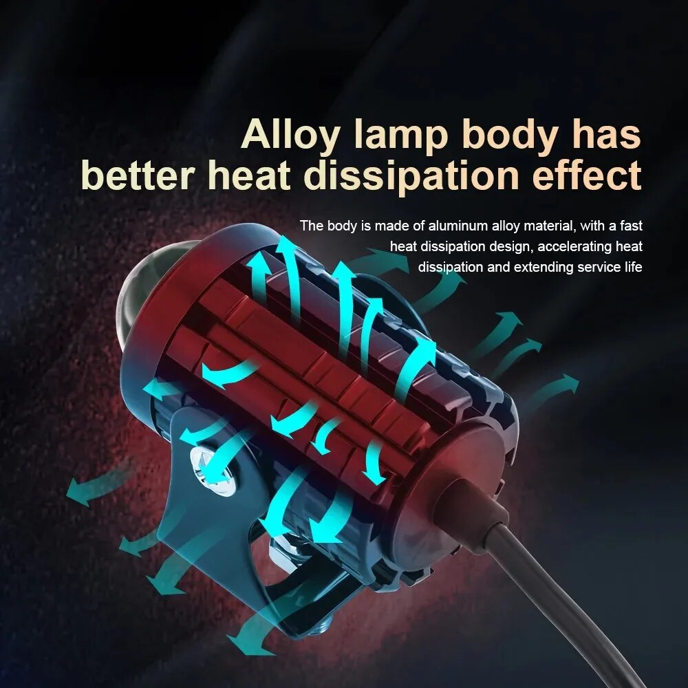ไฟหน้ารถจักรยานยนต์ LED แบบโปร - Universal Motorcycle Led Headlight Projector บทวิจารณ์และราคา