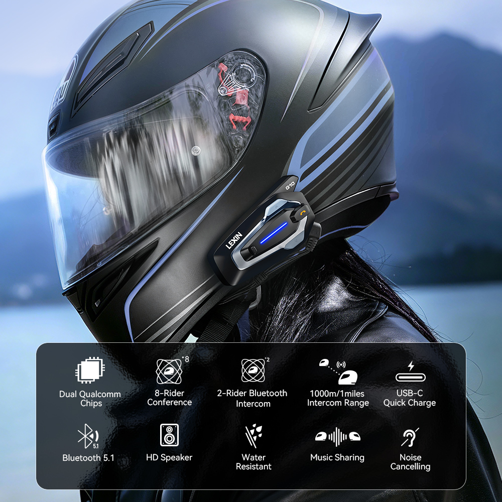 NEW-LEXIN G10 อินเตอร์คอมสำหรั - Universal Motorcycle Helmet Intercom Headset บทวิจารณ์และราคา