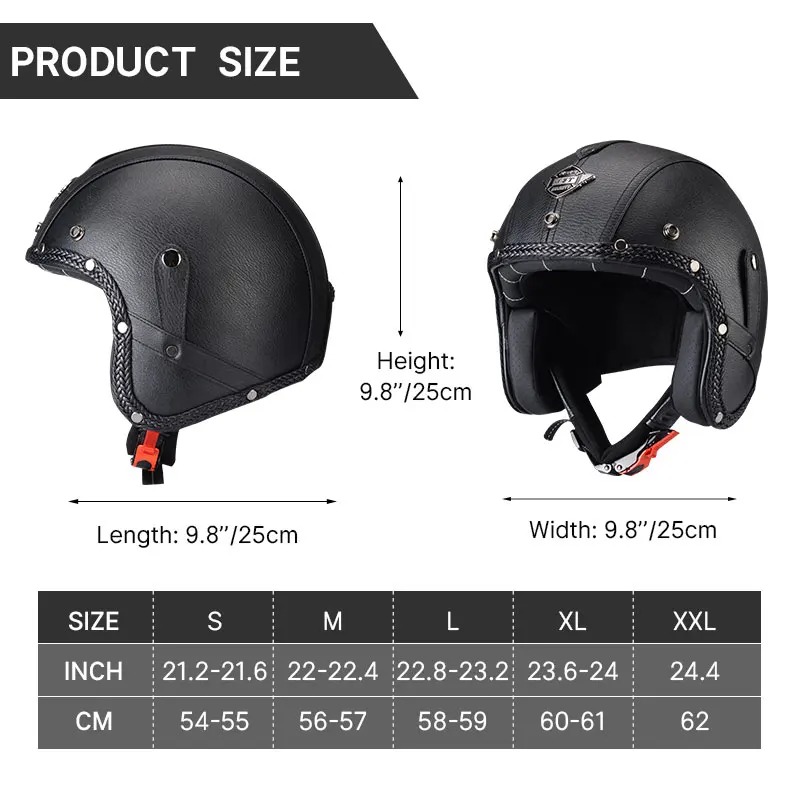 หมวกกันน็อคมอเตอร์ไซค์สไตล์เรโ - Vintage Open Face Retro Helmet บทวิจารณ์และราคา